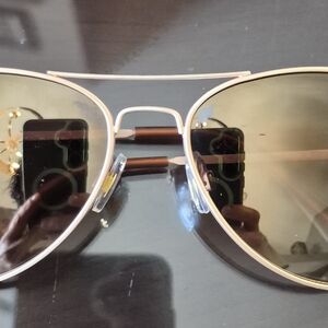Women's Gold Aviator Sunglasses with Brown Lenses